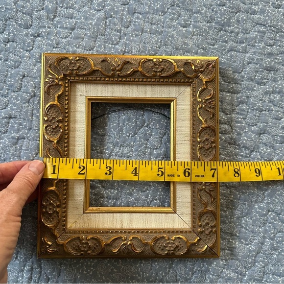Vintage Photo Frame Elegant Gold & Brown Ornate Linen Border 3” x 4.5” Opening - Picture 13 of 16
